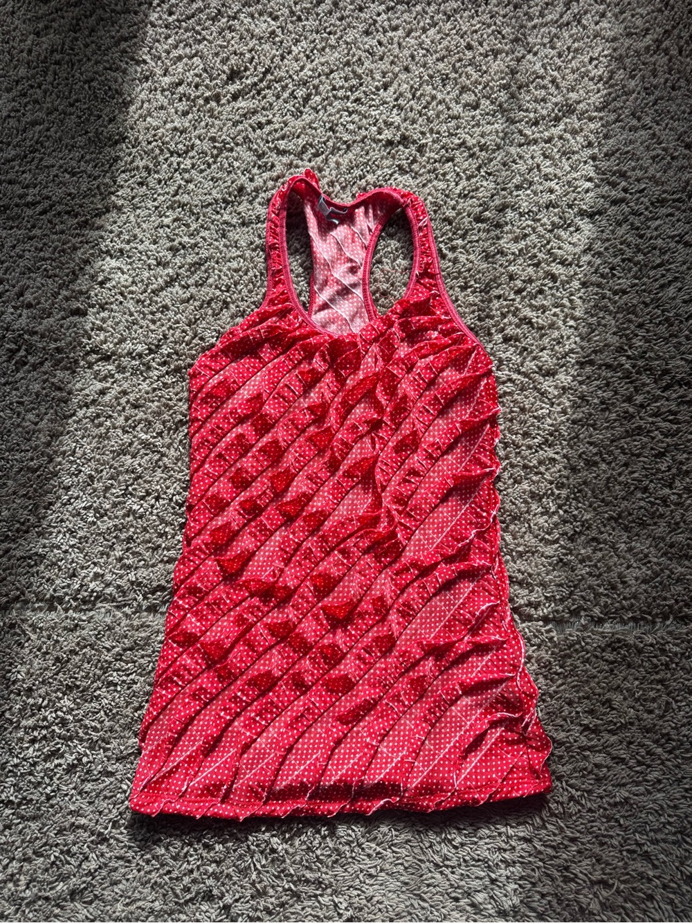 Charlotte Russe Red Ruffled Racerback Tank Top